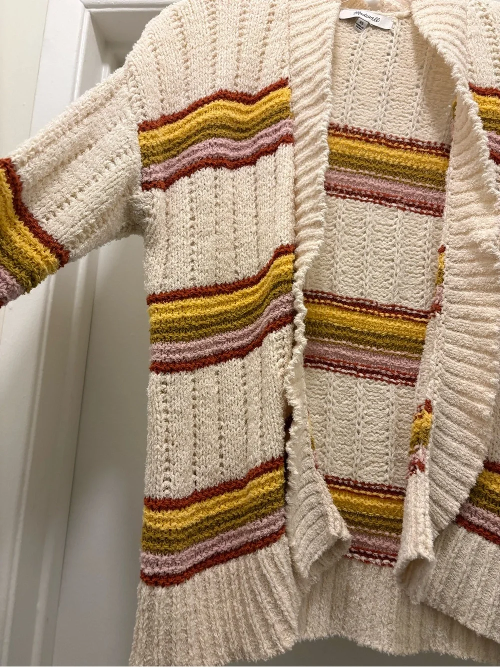 Madewell Striped Diaz Open Cardigan Sweater Cream Women’s Size XS